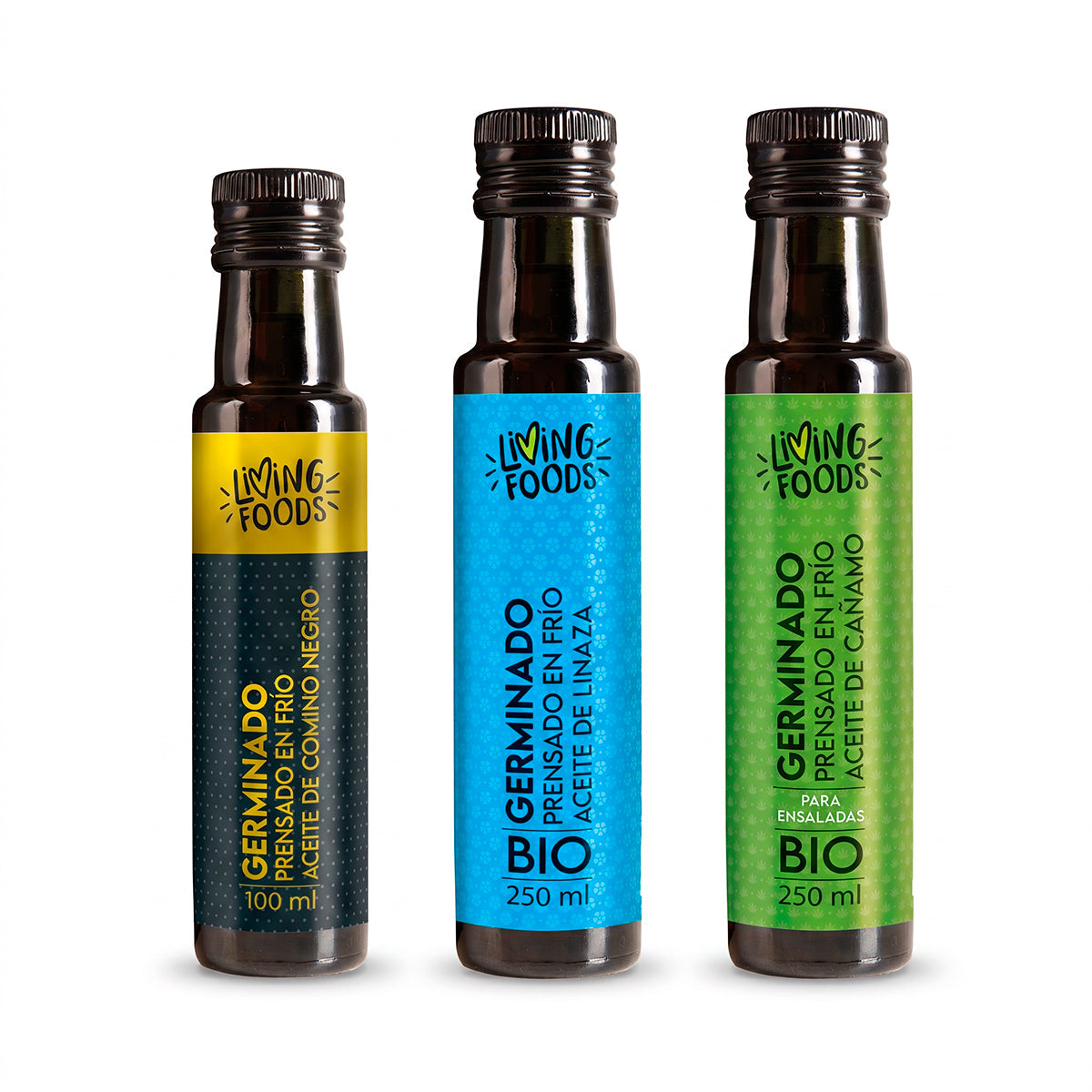 Aceites ecológicos prensados en frío y germinados de Living Foods.